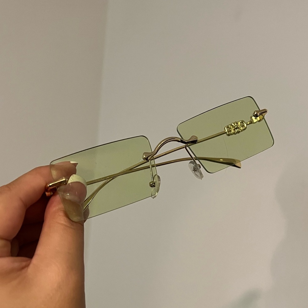 Y2K Frameless Green snd Gold Sunnies